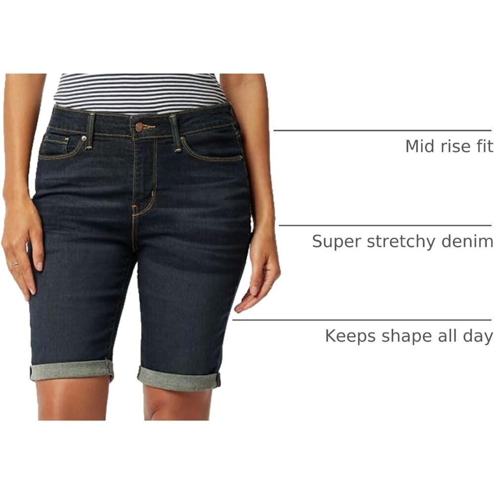 Women’s Plus Size Bermuda Shorts Cotton Blend 9-11 inch Cuffed Shorts - Picture 5 of 6
